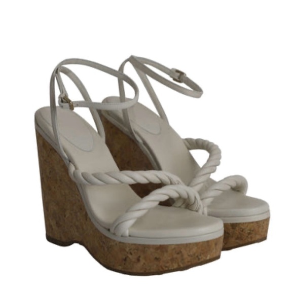JIMMY CHOO Diosa Wedge Sandals/White Leather | NWT | EU 41 - Picture 3 of 6